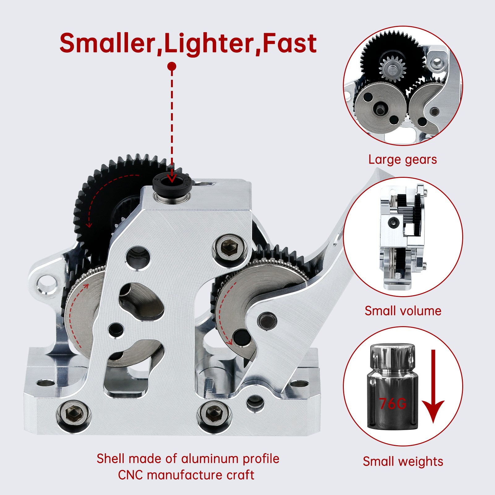 HGX LITE Dual Gear Hard Steel  – Direct Drive Dual Gear Extruder High Speed recenzja i cena